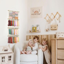 POVETIRE Headband Holder Hair Bows Organizer for Girls,Baby Headbands Hair Accessories Organizer Storage Headband Wall Hanging Decor for Nursery Toddler Girls Room (Style-6)