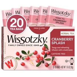 Wissotzky Cranberry Herbal Tea, 20 Teabags | Refreshing Blend | Caffeine Free Tea | Antioxidant Rich