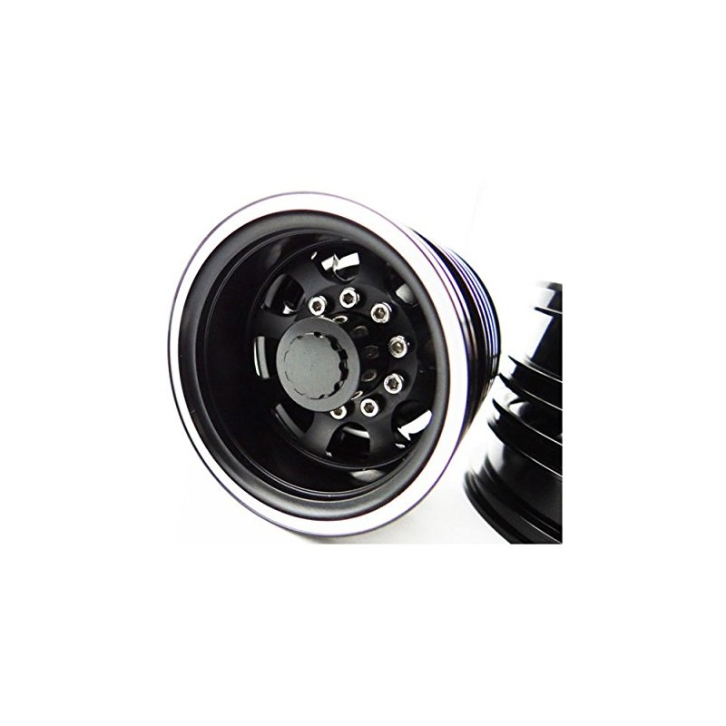 X Spede TTR113R01 Black Aluminum 1/14 Tamiya Tractor Rear Wheels