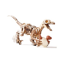 ROKR 3D Wooden Puzzle Velociraptor Dinosaur Model Kits for Adults to Build a Mechanical Running Dinosaur with Biomimetic Movement, 189 Pieces (LD01)