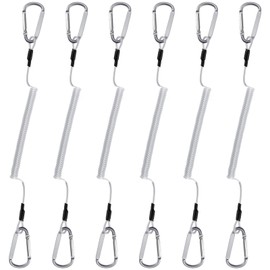 Alwonder 6-Pack Fishing Lanyards Tool Lanyards for Hand Tools, Retractable Tool Lanyard Steel Wire Coiled Ropes Safety Tether Fly Fishing Lanyard for Pliers Scissors Fishing Gear Clear 47.2IN
