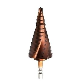Mengshen Large M35 HSS Step Cone Drill Set 6-35mm, Cobalt Hex Shank Spiral Groove Large Pagoda Drill Hole Reamer Drilling Counterbore Cutting Enlarge Stainless Steel Quenching Steel Plate PCV Sheet