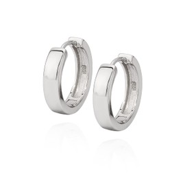NKlaus Pair of classic folding hoop earrings, 925 silver, square, 18 mm, timeless earrings, 11175, Silver