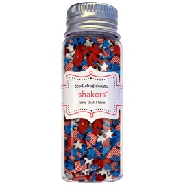 Doodlebug Shakers Land That I Love Flags Stars Hearts RWB Card Fillers Toppers