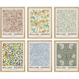 SIGNWIN Adhesive Canvas Poster William Morris Abstract Wildflower Floral Tapestry Vintage Antique Mixed Media Illustrations Fine Art Decorative Country/Farmhouse Relax/Calm for Bedroom - 12"x16"x 6