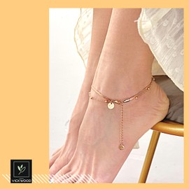 VICKWOOD Tree of Life Bracelet Women's Anklet Stainless Steel up to 30 cm 18K Gold Plating Waterproof Gold/Rose Gold/Silver Gift for Women, Stainless Steel