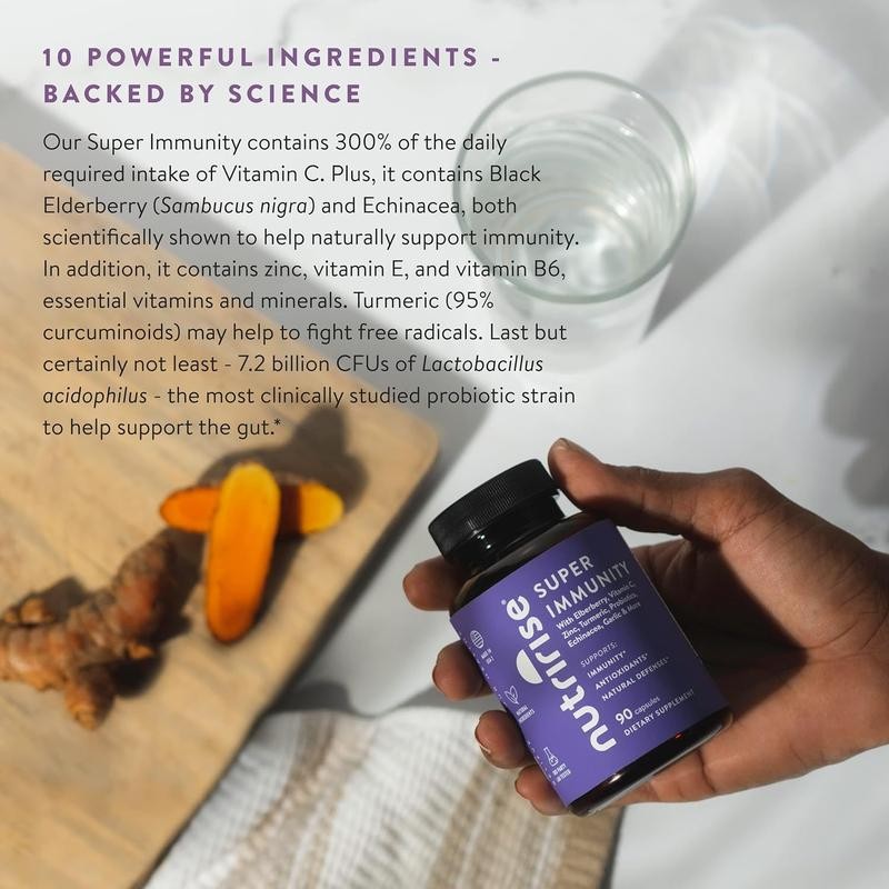 Immunity Complex Supplement – Vitamins C, E, B6, Zinc, Turmeric,