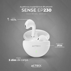 Acteck Audifonos para Dispositivos Sense EP230 / In Ear Inalambricos TWS BT 5.1 Blanco Essential Series
