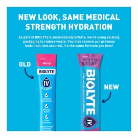 BIOLYTE IV Electrolyte Powder Packets, IV Liquid Drink Mix for Water, Doctor-Developed Hydration, HSA Approved Dehydration Relief, Chemotherapy Must Haves for Women & Men - Mixed Berry (16 Sticks)