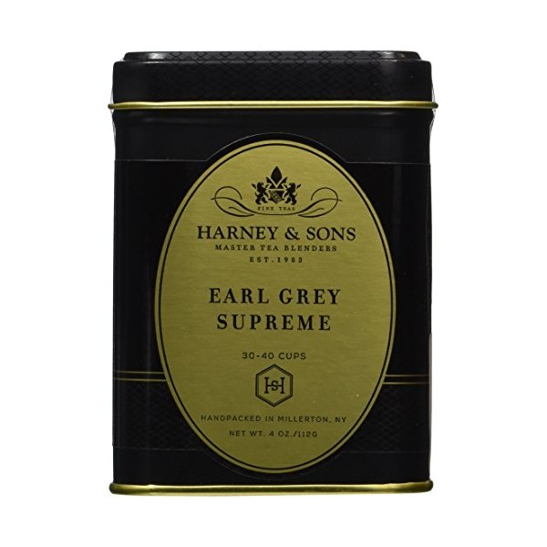 Harney & Sons Earl Grey Supreme, 4 oz Loose Leaf Tea w/ Silver Tips and Bergamont Oil