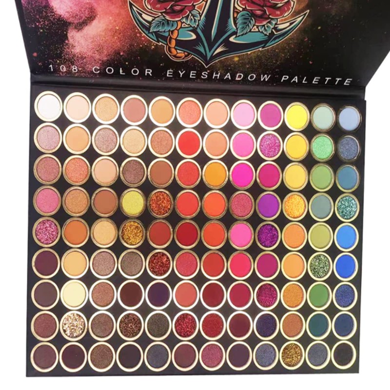 108 Colours Professional Eyeshadow Palette, Matte Shimmer Glitter, Colourful Eyeshadow,