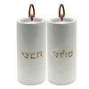 Modern Painted Concrete Set of Candlesticks for Shabbat and Holiday