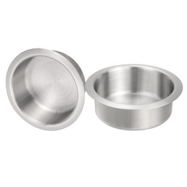 uxcell 2 Pcs 201 Stainless Steel Drop-in Cup, 1.6" x 4.6" Drink Can Holder Poker Table Cup Holder Insert for Sofa Boat Car Marine, Silver