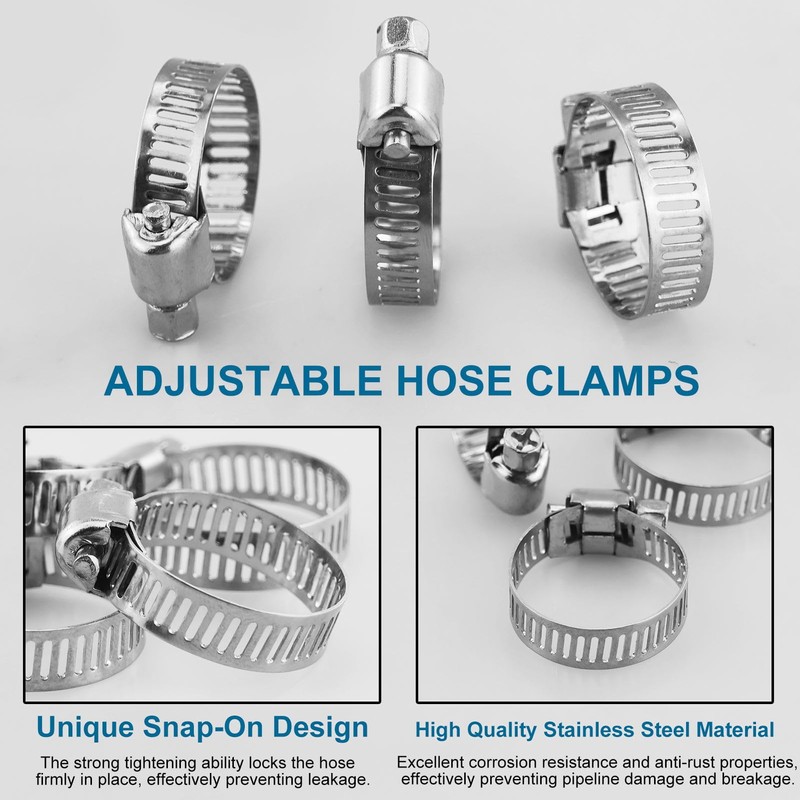 9PCS Hose Clips Stainless Steel 16-25mm Jubilee Clips Assorted Hose