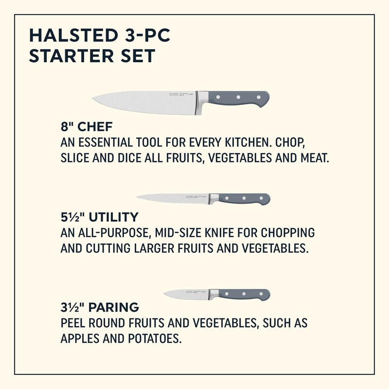 Chicago Cutlery Halsted (3-PC) Cutlery, Ergonomic Handles and Sharp Stainless