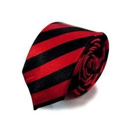 New Mens Satin Narrow Skinny Slim Pattern Tartan Stripe NeckTie Ties (Red Stirpe)