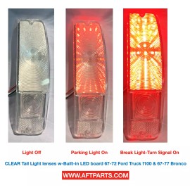 AFTParts CLEAR Tail Light lenses Built-in LED board FOR 1967- 1977 FORD Bronco RED LED