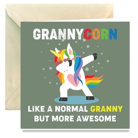 Papa Prints® Funny Gran Birthday Card Granny Birthday Card GrannyCorn (145 x 150 mm) Female Birthday Card with Envelope Happy Birthday Granny Card