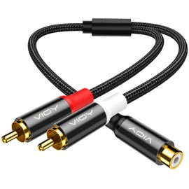 VIOY RCA Female to Dual RCA Male Y Splitter Adapter RCA to 2RCA Red and White Phono Cable Compatible with Amplifier, Decoder, Mixing Console, Effector, Speaker, Sound Card