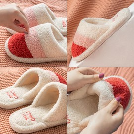 Women's Slippers House Fuzzy Slippers Men's Indoor Warm Cozy Shoes Plush Non-Slip Slippers HYLA-（Coffee 9-10US Women）