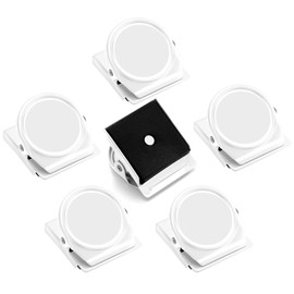 Grtard 6 Pack Magnetic Clip, Refrigerator Clip Magnets,Clip with Magnet,Heavy Duty Magnetic Clips Perfect for Home, Photo Display,Note List, Office(White)