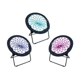 Zenithen Limited Bungee Dish Chairs- (Pack of 3) (Teal, Plum, Indigo)
