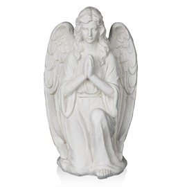 Alpine Corporation MCC830 Kneeling Praying Angel Statue, Meaningful Décor for Garden, Patio, & Lawn, 27"H, White