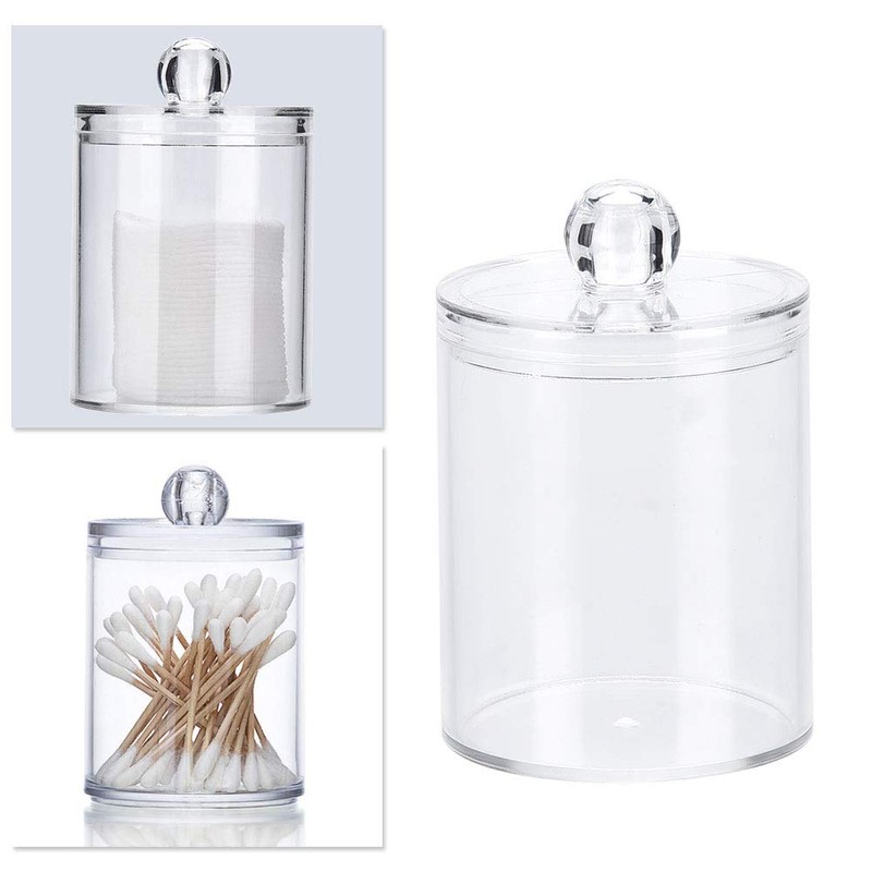 Chanmee Cotton Swab Container, Acrylic Cotton Ball Holder with Lid,