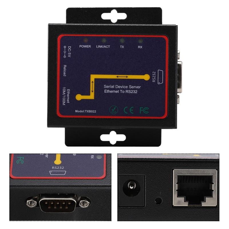 RJ45 to RS232 Single Serial Server PluG in RS‑232 to