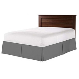 Falda de cama plisada de 18 pulgadas de microfibra tamaño Queen con plataforma para permanecer en su lugar, falda de cama con plataforma de esquina dividida, sin arrugas, caída ultra suave a medida