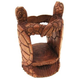 Hand Carved Double Turtle Wine Bottle Holder Stand by Private Label