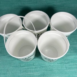 Malibu Lot Of 5 White Malibu Rum Buckets Plastic reusable New  5” Tall 4.5” Wide S1