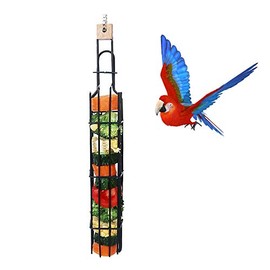 HFBlins Bird Parrot Fruit Basket, Bird Food Holder, Parrot Hanging Metal Birdcage Vegetable Fruit Treat Feeder, Foraging Food Grain Basket Feeding Tool for Medium Large Parrot