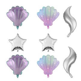 Mermaid Tail Balloons and Seashell Star Balloons for Baby Shower Mermaid Sea Themed Birthday Party Decorations Supplies