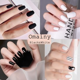 Omainy Semi-Permanent Nail Polish Semi-Permanent Nail Polish Nail Polish UV LED Gel Nails (Black and White)