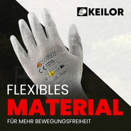 KEILOR SHIELD+ESD PRO - Antistatic Work Gloves with Carbon Fibre & PU Coating - 12 Pairs - Size 7 - Precise, Breathable, ESD Protection Tested - For Electronics Laboratory Assembly - Unisex