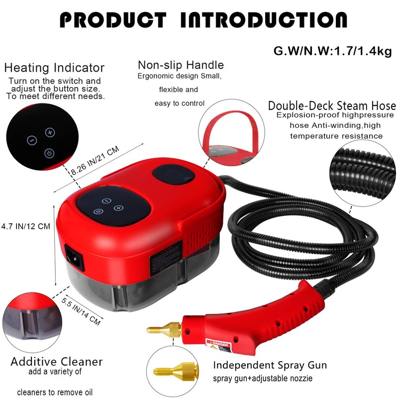 HCCTWOOW 2500W Handheld Steam Cleaner,Steamer for Cleaning,15SFast Heating High Pressure