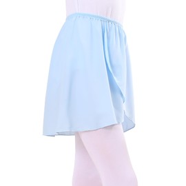 boruizhen Ballet Skirt Pull On Ballet Wrap Skirt Chiffon Dance Skirts with Elastic Waistband for Girls Women Blue L