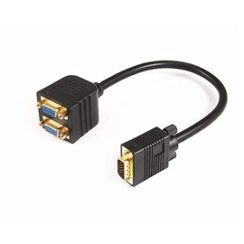 PremiumCord VGA Male to 2X VGA Female Splitter for Multiple Devices Black Color