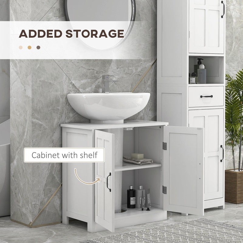 kleankin Pedestal Sink Storage Cabinet, Under Sink Cabinet with 2