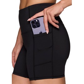 RBX Squat Proof Bike Short for Women, 5" Ultra Hold High Waisted Biker Yoga Shorts with Pockets for Running, Workouts Black XL