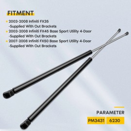top-liftsupport For 03-08 Infiniti FX35 FX45 2x Rear Hatch Tailgate Lift Supports W/O Brackets