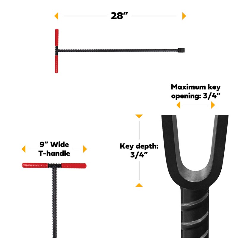 HOMESTEAD 28-Inch Water Meter Key with wide T handle, Comfortable
