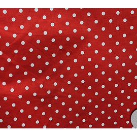Polycotton Fabric Printed Small DOTS White RED Background / 60" Wide/Sold by The Yard
