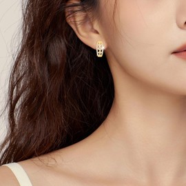 Silver Earrings Women's 18 Carat Plated Gold/Silver Hoop Earrings for Women Hypoallergenic Earring Jewellery with Zirconia, Copper, Cubic Zirconia