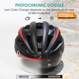 Victgoal Bike Helmet Goggles Visor Strong Magnetic Eye Shield (Photochromic)
