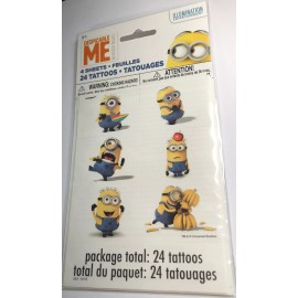 Unique Despicable Me Tattoo Sheets/Favors - 4 Sheets - Total of 24 Tattoos