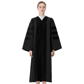 GraduationMall Classic Doctoral Graduation Gown with Black Velvet Trim 57FF(6'0"-6'2")