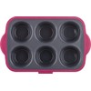 Trudeau Structure Silicone Pro Muffin Pan, 6, Grey/Burgundy (09912093)