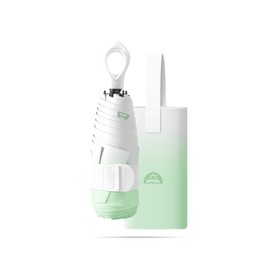 Mini Compact Folding Travel Umbrella with Ring Handle and Storage bag/Gradient Color/6 * 2 Ribs/UV Protection/Sun Rain/Lightweight Portable Small/Purse/Backpack/Car/Women Kids